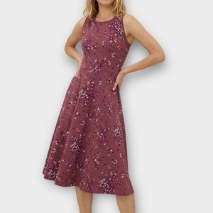 PACT Jersey Knit Midi Dress Women's XXXL Mauve Floral Organic Cotton Sleeveless